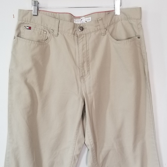 Y2K Tommy Hilfiger Cropped Khaki Pants, all cotton, women 14 - Picture 3 of 8